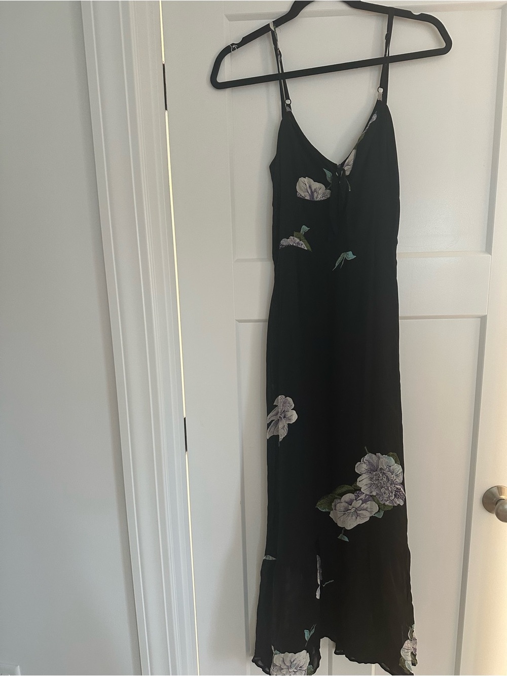 Reformation Black Maxi Dress with Lavender Floral Print